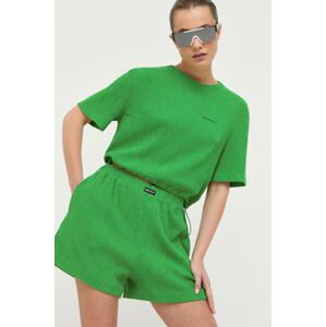 Šortky Miss Sixty dámske, zelená farba, jednofarebné, vysoký pás