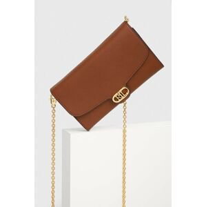 Kožená listová kabelka Lauren Ralph Lauren hnedá farba