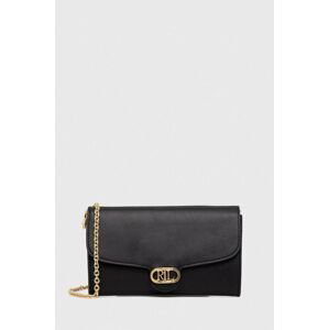 Kožená listová kabelka Lauren Ralph Lauren čierna farba