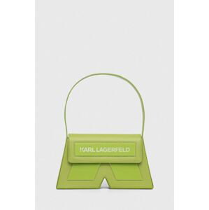 Kožená kabelka Karl Lagerfeld ICON K SHB LEATHER zelená farba