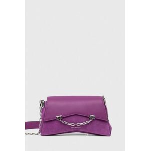 Kožená kabelka Karl Lagerfeld ružová farba