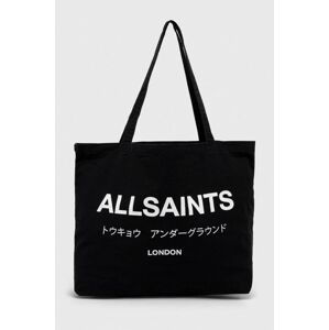 Bavlnená taška AllSaints UNDERGROUND TOTE čierna farba