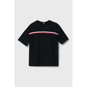 Detské tričko Tommy Hilfiger tmavomodrá farba, vzorovaný
