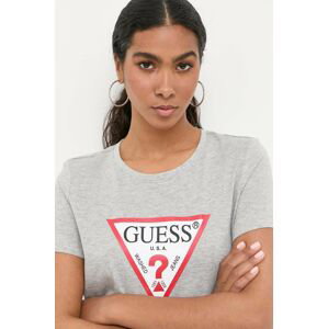 Bavlnené tričko Guess šedá farba