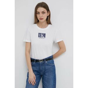 Bavlnené tričko Calvin Klein Jeans biela farba