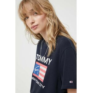 Bavlnené tričko Tommy Jeans tmavomodrá farba