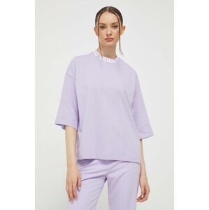 Bavlnené tričko HUGO fialová farba