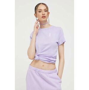 Bavlnené tričko HUGO fialová farba