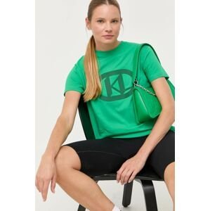 Bavlnené tričko Karl Lagerfeld zelená farba