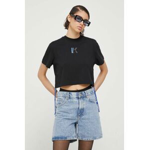 Bavlnené tričko Karl Lagerfeld Jeans čierna farba