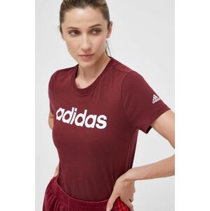 Bavlnené tričko adidas bordová farba