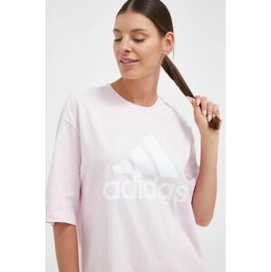 Bavlnené tričko adidas ružová farba, IC9860