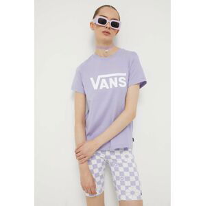 Bavlnené tričko Vans fialová farba