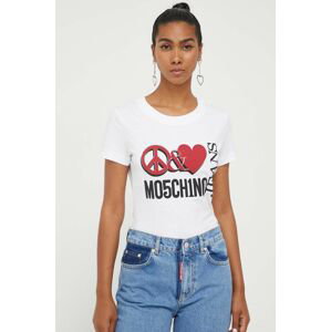 Bavlnené tričko Moschino Jeans biela farba