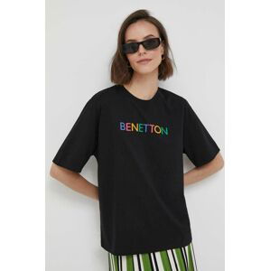 Bavlnené tričko United Colors of Benetton čierna farba