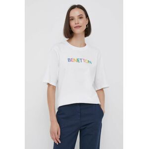 Bavlnené tričko United Colors of Benetton biela farba