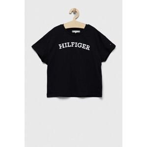 Detské bavlnené tričko Tommy Hilfiger tmavomodrá farba