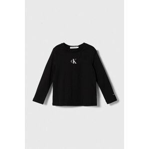 Detská bavlnená košeľa s dlhým rukávom Calvin Klein Jeans čierna farba