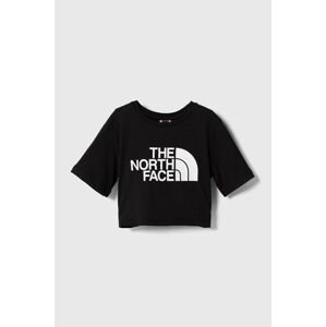 Detské bavlnené tričko The North Face G S/S CROP EASY TEE čierna farba