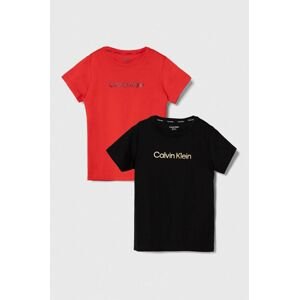 Detské bavlnené tričko Calvin Klein Underwear 2-pak červená farba