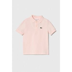 Bavlnené polo tričko Lacoste ružová farba, s golierom