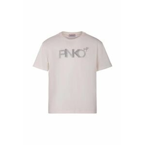 Detské bavlnené tričko Pinko Up béžová farba