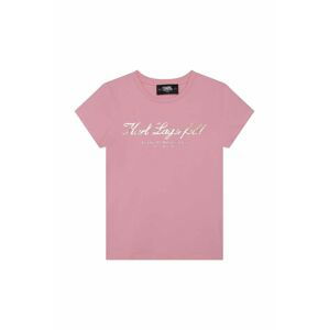 Detské tričko Karl Lagerfeld ružová farba, s potlačou