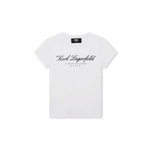 Detské tričko Karl Lagerfeld biela farba, s potlačou