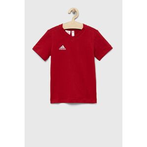 Detské bavlnené tričko adidas Performance ENT22 TEE Y červená farba, jednofarebné