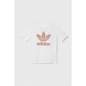 Detské bavlnené tričko adidas Originals biela farba, s potlačou