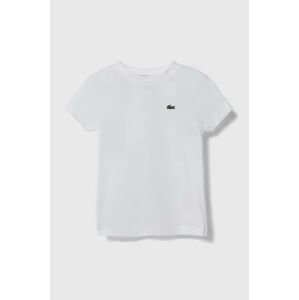 Detské bavlnené tričko Lacoste biela farba, jednofarebný