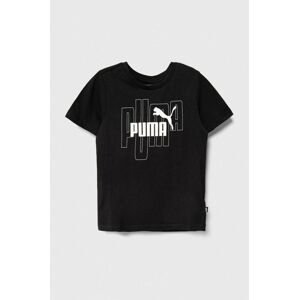 Detské bavlnené tričko Puma GRAPHICS NO.1 LOGO Tee B čierna farba, s potlačou