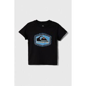 Detské bavlnené tričko Quiksilver RETROLINES TEES čierna farba, s potlačou