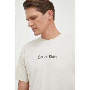 Bavlnené tričko Calvin Klein béžová farba, vzorované