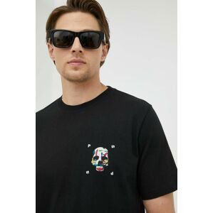 Bavlnené tričko PS Paul Smith čierna farba, jednofarebné