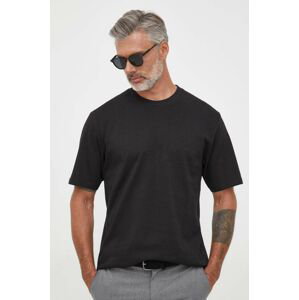 Bavlnené tričko Lindbergh čierna farba, jednofarebný