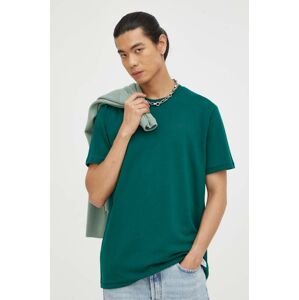 Bavlnené tričko Mercer Amsterdam zelená farba, jednofarebný