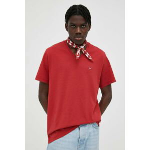 Bavlnené tričko Levi's červená farba, jednofarebný