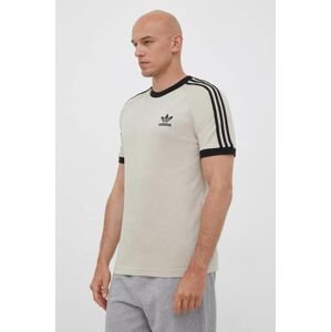 Bavlnené tričko adidas Originals béžová farba, s nášivkou