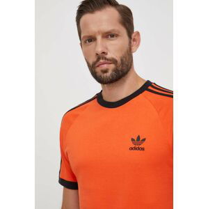 Bavlnené tričko adidas Originals pánsky, oranžová farba, s nášivkou