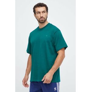 Bavlnené tričko adidas Originals pánsky, zelená farba, jednofarebný