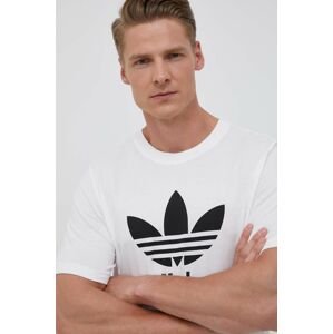 Bavlnené tričko adidas Originals pánsky, biela farba, s potlačou