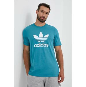 Bavlnené tričko adidas Originals tyrkysová farba, s potlačou