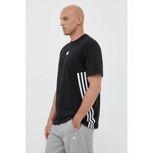 Bavlnené tričko adidas čierna farba, s potlačou