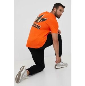 Tričko adidas Originals pánske, oranžová farba, s potlačou