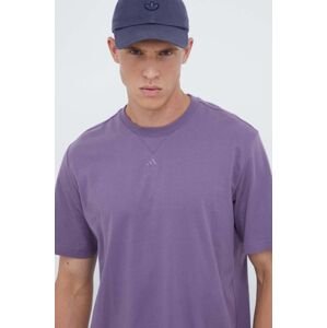 Bavlnené tričko adidas fialová farba, jednofarebný