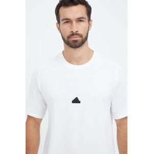 Bavlnené tričko adidas Z.N.E biela farba, s nášivkou