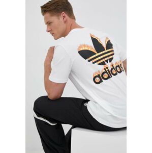 Bavlnené tričko adidas Originals biela farba, s potlačou