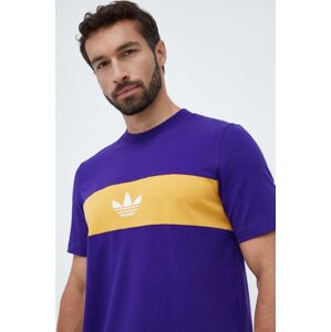 Bavlnené tričko adidas Originals fialová farba, vzorovaný