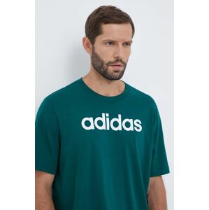 Bavlnené tričko adidas zelená farba, s potlačou